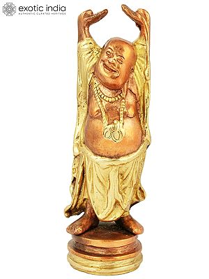 6" Laughing Buddha Brass Statue | Handmade Tibetan Buddhist Idols