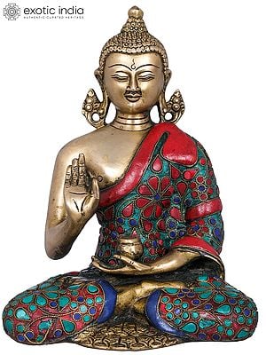 9" Tibetan Buddhist Deity Preaching Buddha In Brass | Handmade | Made In India