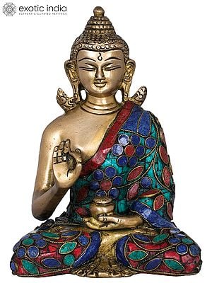 6" Tibetan Buddhist Deity Preaching Buddha Statue in Brass