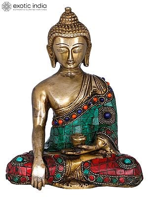 7" Tibetan Buddhist Lord Buddha in Earth Touching Gesture In Brass | Handmade | Made In India