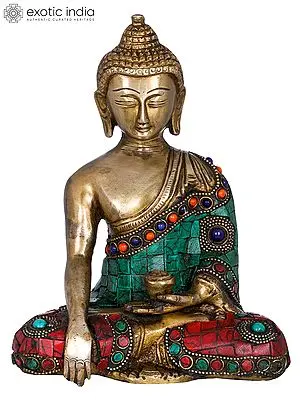 7" Tibetan Buddhist Lord Buddha in Earth Touching Gesture In Brass | Handmade | Made In India