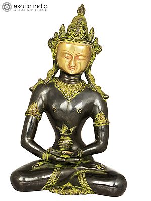 13" Tibetan Buddhist Deity Amitabha Buddha In Brass | Handmade | Made In India