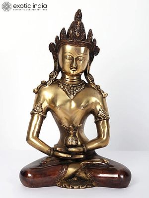 13" Tibetan Buddhist Deity Amitabha Buddha In Brass | Handmade | Made In India