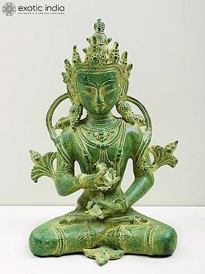 10" Tibetan Buddhist Bodhisattva Deity Vajrasattva - Holder of Thunderbolt and Bell In Brass | Handmade