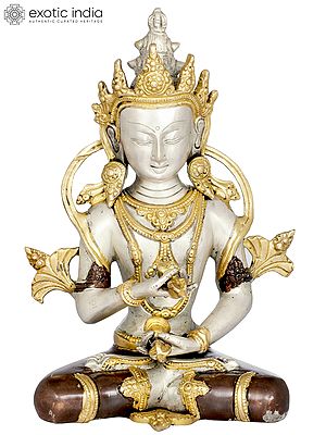 10" Tibetan Buddhist Bodhisattva Deity Vajrasattva - Holder of Thunderbolt and Bell In Brass | Handmade