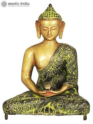 8" Tibetan Buddhist Lord Buddha in Dhyana In Brass | Handmade | Made In India