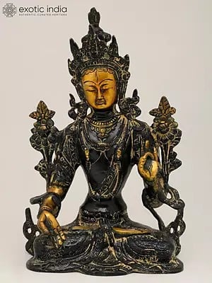 10" Seven Eyed Buddhist Goddess White Tara Brass Statue | Handmade