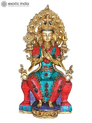 11" Future Buddha Maitreya Brass Statue | Handmade Buddhist Idols | Made in India