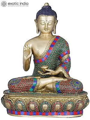 13" Lord Buddha Preaching His Dharma - Tibetan Buddhist In Brass | Handmade | Made In India