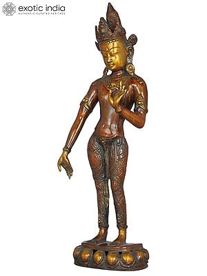 20" Tibetan Buddhist Deity Avalokiteshvara In Brass | Handmade | Made In India