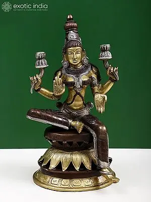 12" Goddess Lakshmi Brass Sculpture | Home Temple Murti