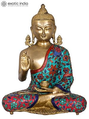 13" Tibetan Buddhist Deity Preaching Buddha In Brass | Handmade | Made In India