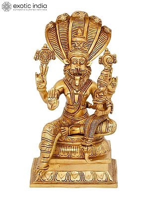 13" Bhagawan Narasimha With Bhudevi In Brass | Handmade | Made In India
