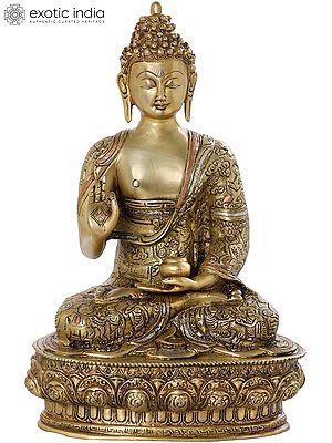 12" Tibetan Buddhist Preaching Buddha In Brass | Handmade | Made In India