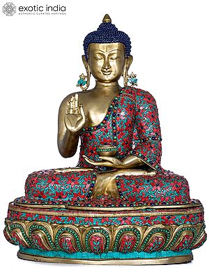 23" Tibetan Buddhist Lord Buddha in Preaching Mudra In Brass | Handmade | Made In India