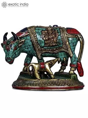 4" Small Cow and Calf In Brass | Handmade | Made In India