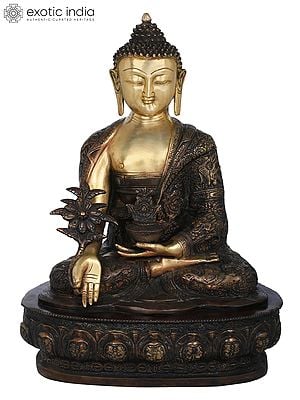 21" Medicine Buddha (Tibetan Buddhist Healing Buddha) In Brass | Handmade | Made In India