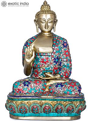 16" Lord Buddha in Preaching Gesture - Tibetan Buddhist In Brass | Handmade | Made In India