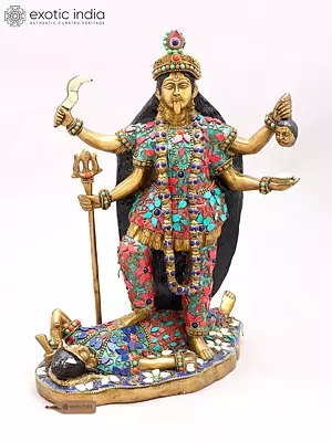 14" The Goddess Kali In Brass | Handmade | Made In India