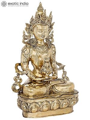 37" Large Size Amitabha Buddha with Vase of Immortality - Tibetan Buddhist In Brass | Handmade