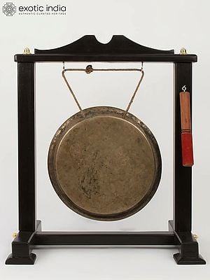 22" Suspended Bronze Gong With Wooden Mallet | Bronze & Wood | Handmade| Made in India