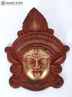 10" Brass Goddess Kali Mask | Handmade | Made In India