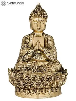 11" Lord Buddha in Namaskara Mudra - Thousand Buddha Wall In Brass | Handmade | Made In India