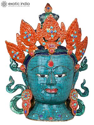 14" Goddess Tara Head - Tibetan Buddhist In Brass | Handmade | Made In India