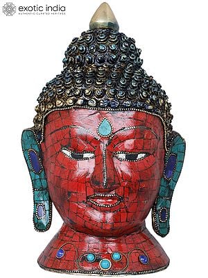 9" Tibetan Buddhist Lord Buddha Head In Brass | Handmade | Made In India