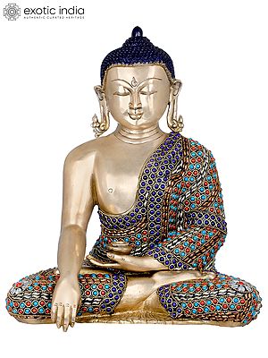 14" Lord Buddha in Dhyana - Tibetan Buddhist In Brass | Handmade | Made In India