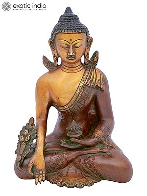 7" Buddhist Healing Buddha (Medicine Buddha) Brass Statue | Handmade | Made in India