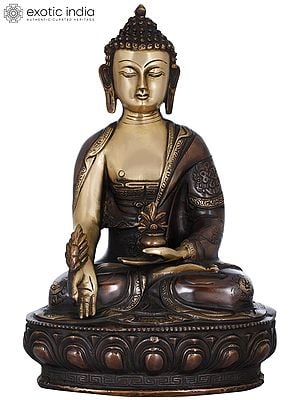 12" Tibetan Buddhist Deity Medicine Buddha In Brass | Handmade | Made In India