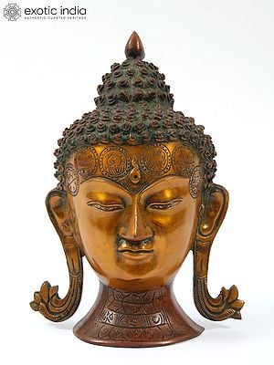 10" Lord Buddha Brass Wall Hanging Mask - Tibetan Buddhist Deity Idols