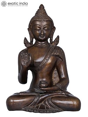 8" Tibetan Buddhist Lord Buddha Brass Statue | Handmade | Made In India