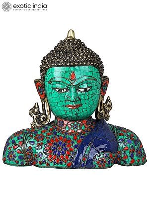 10" Buddha Bust - Tibetan Buddhist In Brass | Handmade | Made In India