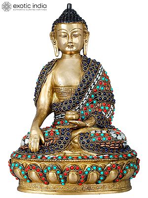 12" Tibetan Buddhist Bhumisparsha Buddha In Brass | Handmade | Made In India