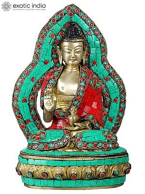 9" Preaching Buddha on Lotus Pedestal - Tibetan Buddhist In Brass | Handmade | Made In India