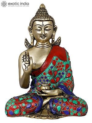 8" Seated Lord Buddha - Tibetan Buddhist In Brass | Handmade | Made In India