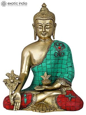 8" Tibetan Buddhist Medicine Buddha In Brass | Handmade | Made In India