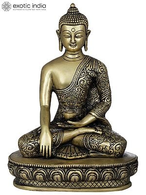 9" Tibetan Buddhist Lord Buddha In Brass | Handmade | Made In India