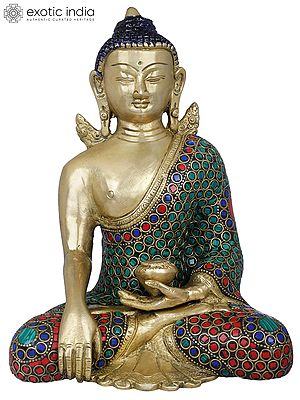 7" Buddha with Pinda Patra- Tibetan Buddhist In Brass | Handmade | Made In India