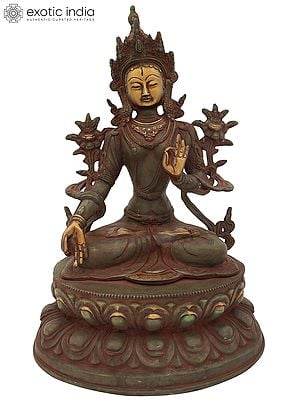 13" Tibetan Buddhist Goddess White Tara In Brass | Handmade | Made In India