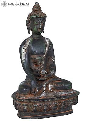 8" Buddha in Mara Vijaya Mudra (Bhumisparsha) Tibetan Buddhist In Brass | Handmade | Made In India