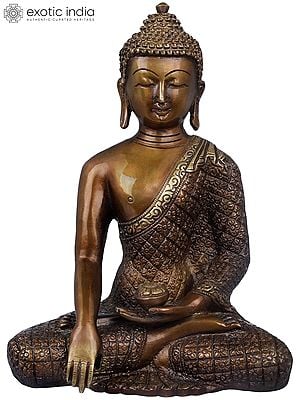 8" Tibetan Buddhist Shakyamuni Buddha in Brass | Handmade | Made In India