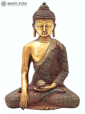 8" Tibetan Buddhist Shakyamuni Buddha in Brass | Handmade | Made In India