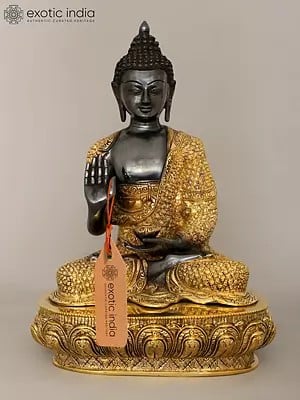 16" Superfine Blessing Buddha Wearing Fully Carved robe - Tibetan Buddhist Deity Brass Statue