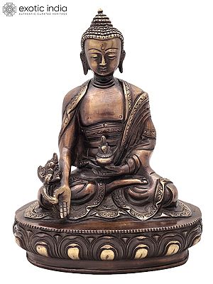8" Tibetan Buddhist Medicine Buddha In Brass | Handmade | Made In India