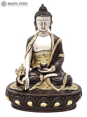 8" Tibetan Buddhist Medicine Buddha In Brass | Handmade | Made In India
