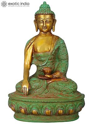 10" Lord Buddha Wearing a Dragon Carved Robe - Tibetan Buddhist In Brass | Handmade | Made In India