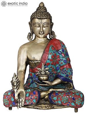 11" Tibetan Buddhist Healing Deity Medicine Buddha In Brass | Handmade | Made In India